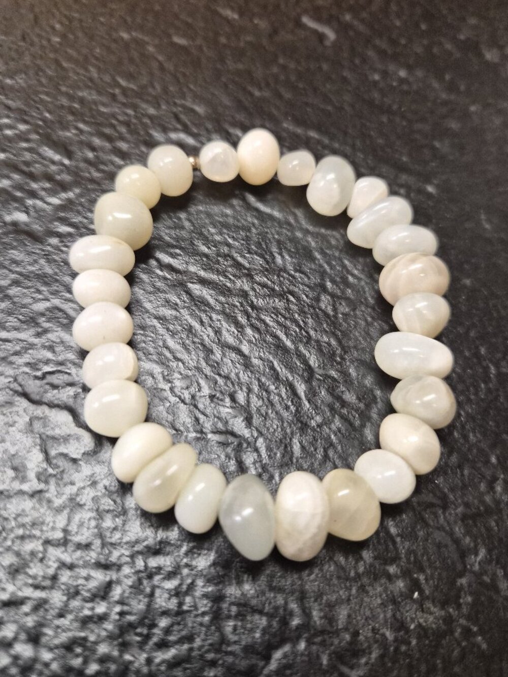 VTG White Moonstone Tumble Bead Stretch Bracelet Genuine Gemstone Celestial Witc